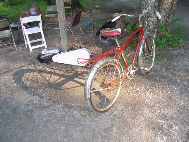 Bonnie's bike at sundown