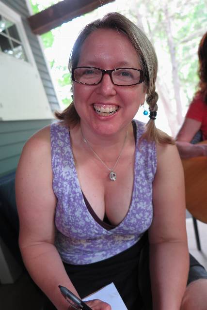 Sitting in for Anne J. this year in the cleavage department... is Vicki!  An irrepressible bundle of energy... jocularity incarnate.