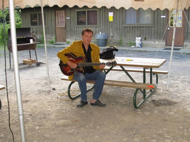 Tom at the yellow tent.